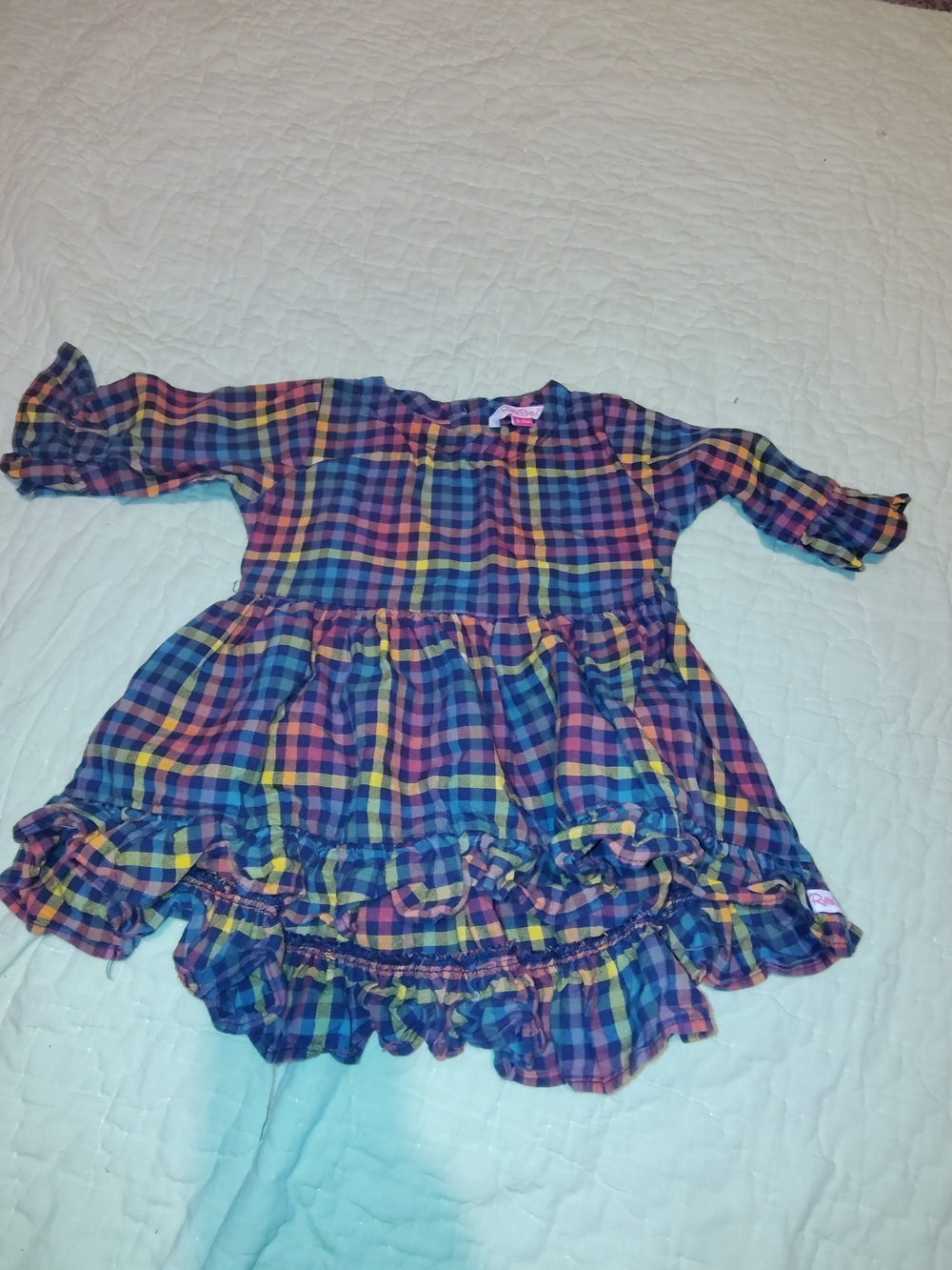 Ruffle Butts Multicolor Plaid Ruffle Dress - Blue, Yellow, Pink